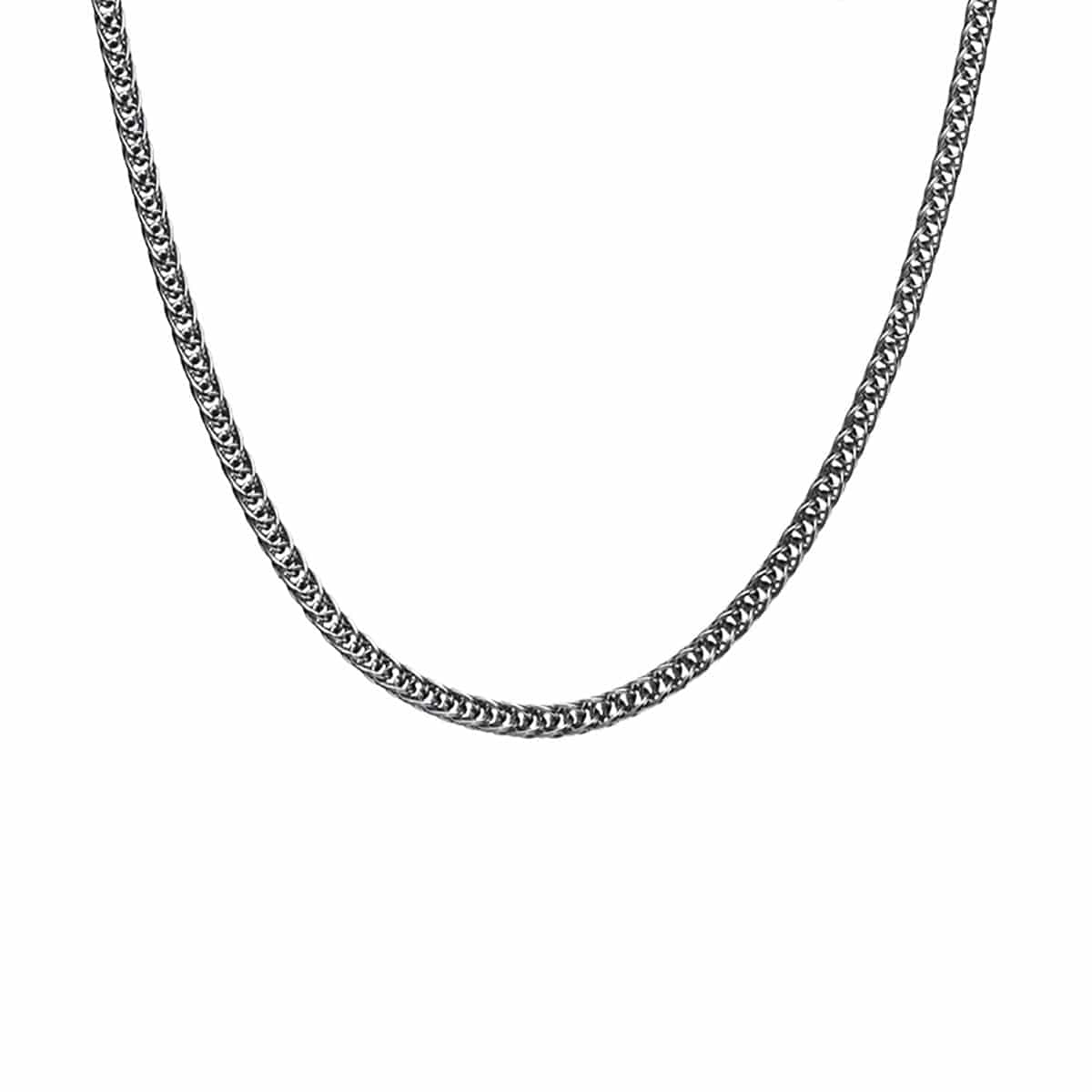 INOX JEWELRY Chains Silver Tone Stainless Steel Polished 4 mm Round Wheat Chain