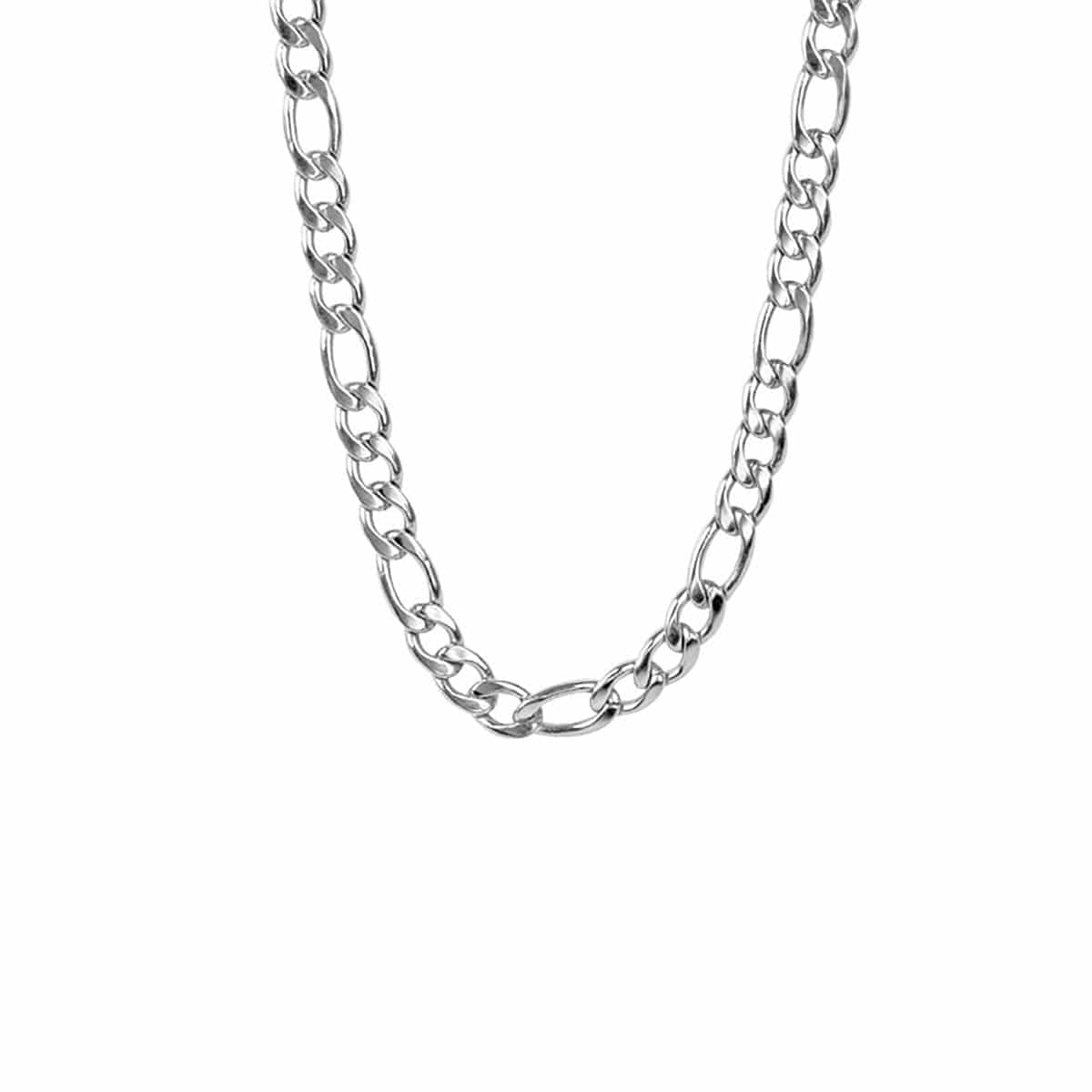Buy Silver Stainless Steel Polished 9mm Classic Figaro Chain