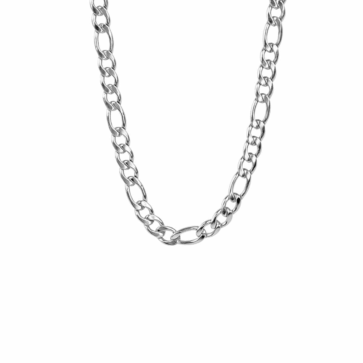 INOX JEWELRY Chains Silver Tone Stainless Steel Polished 9mm Classic Figaro Chain
