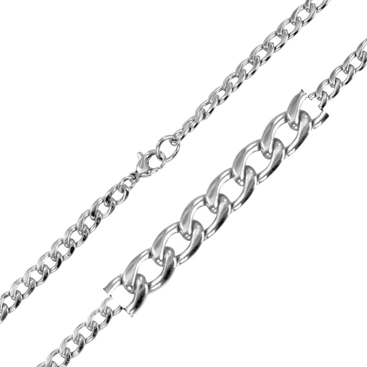 INOX JEWELRY Chains Silver Tone Stainless Steel Small 4.8mm Round Curb Chain