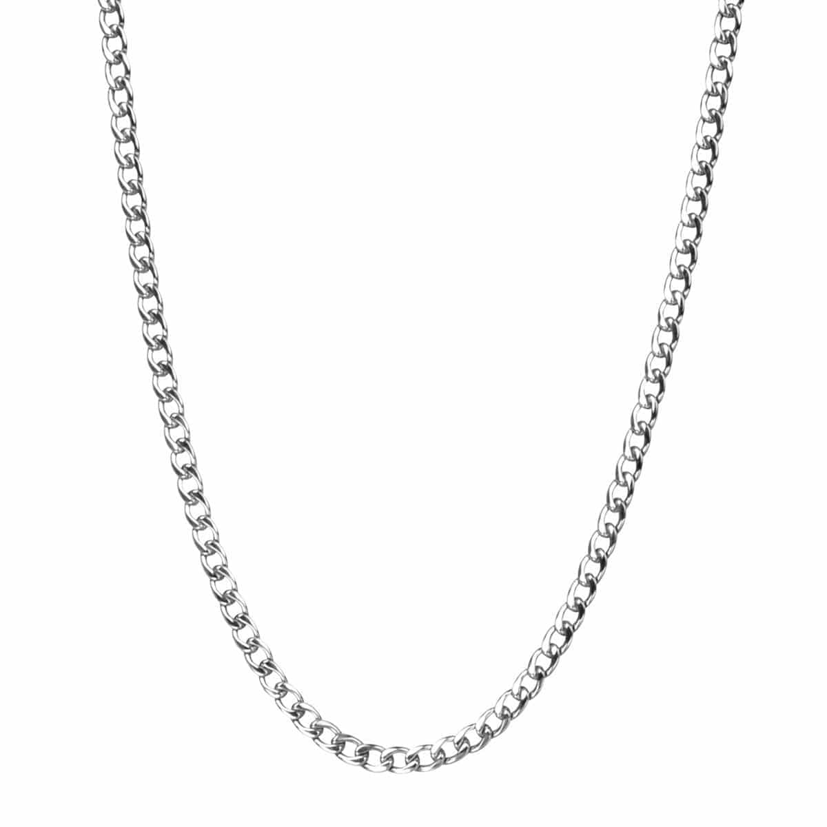 INOX JEWELRY Chains Silver Tone Stainless Steel Small 4.8mm Round Curb Chain