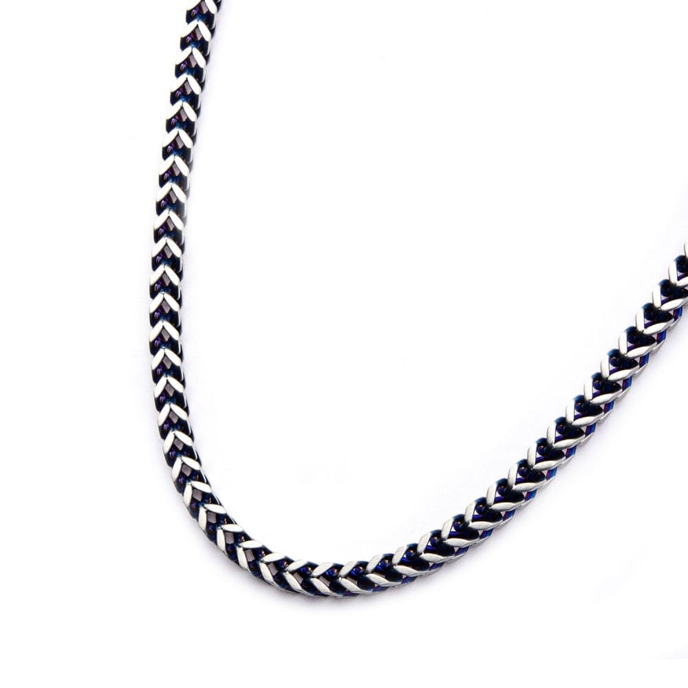 INOX JEWELRY Chains Steel Blue IP Franco Chain Set NSTC7624B-22