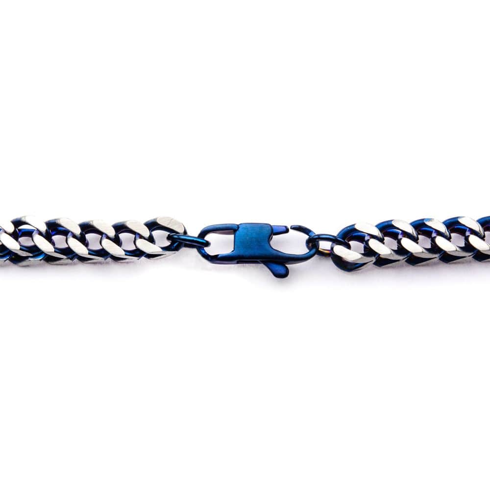 INOX JEWELRY Chains Steel Blue IP Franco Chain Set NSTC7624B-22