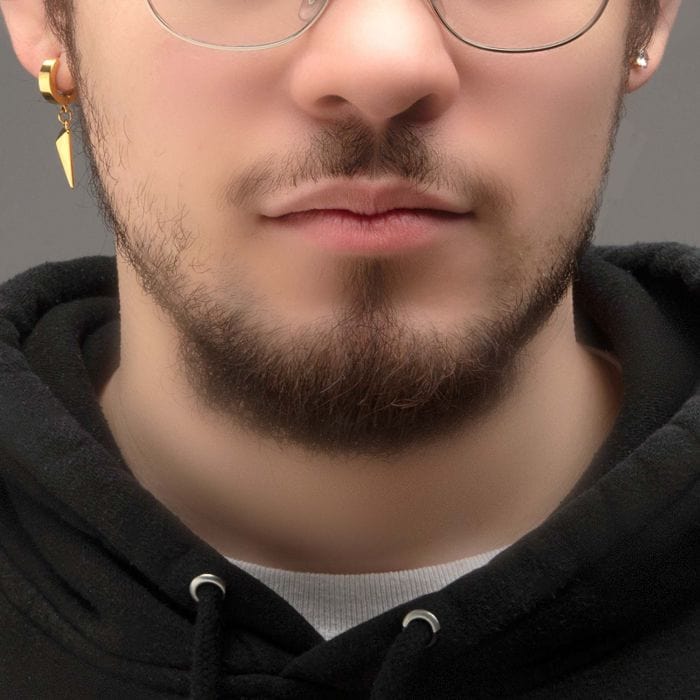 INOX JEWELRY Earrings 18K Gold Ion Plated Stainless Steel Dangling Spike Bali and Prong Set CZ Stud Mismatched Earrings SSEH929G-BP