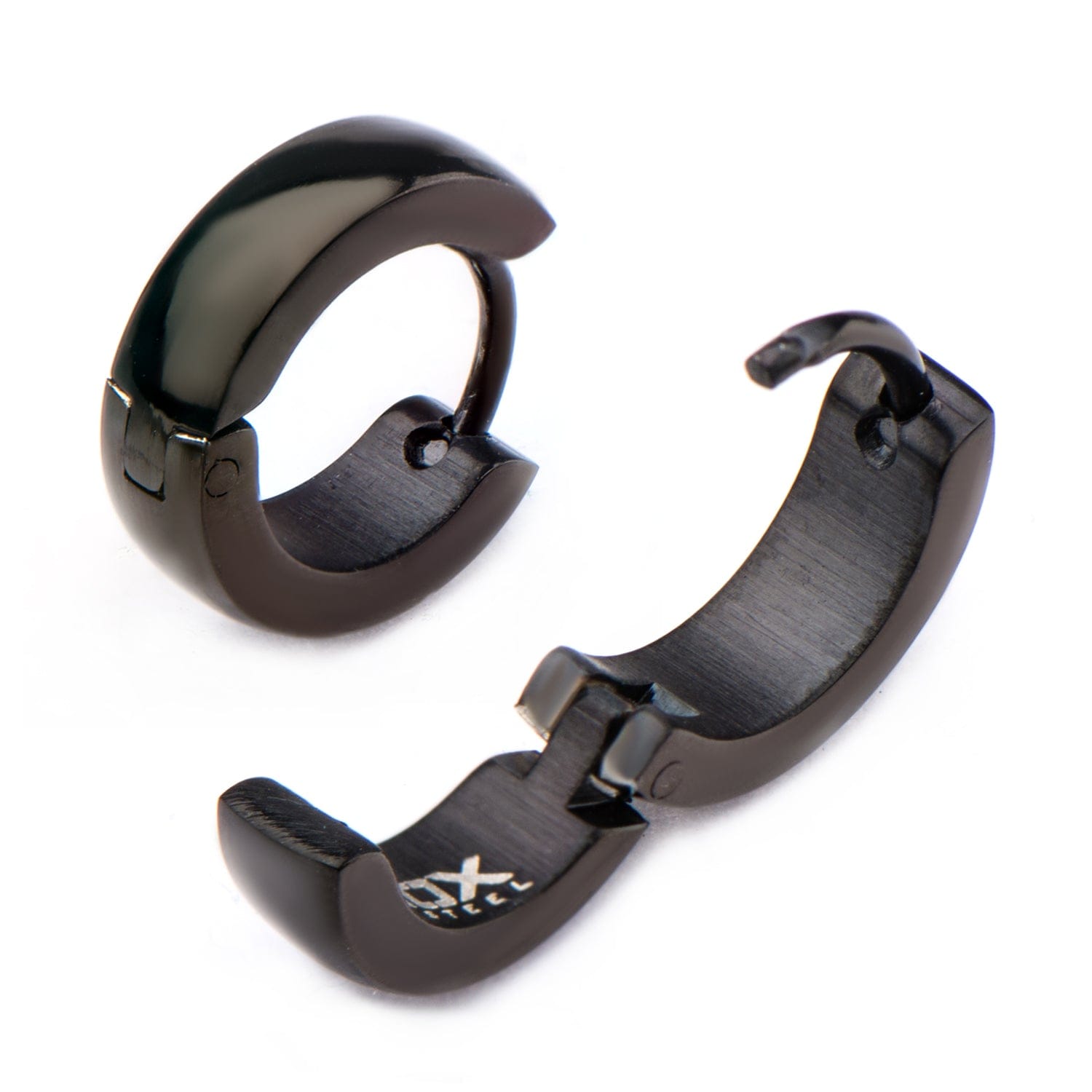 INOX JEWELRY Earrings Black Stainless Steel 4mm Solid Bali SSE11617K