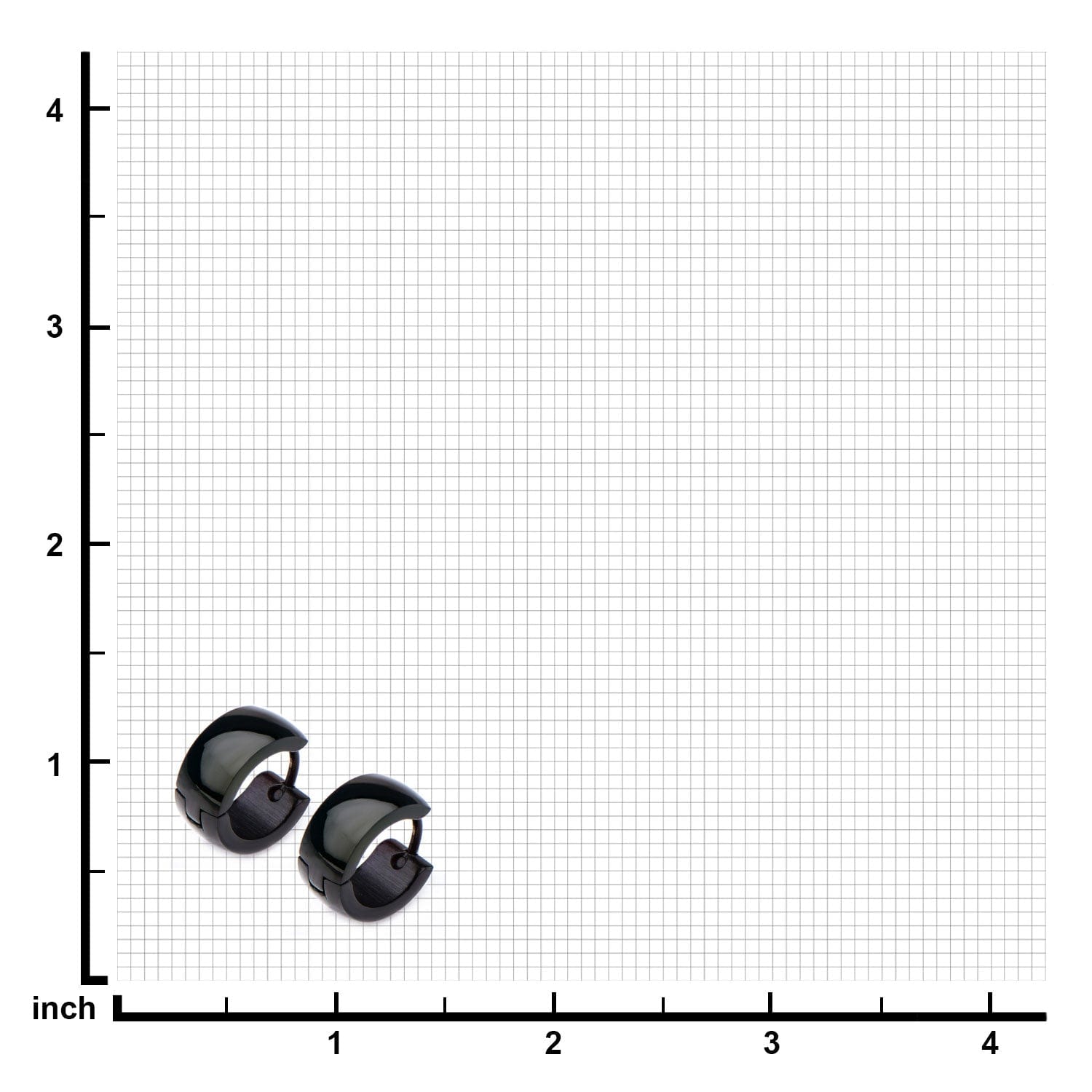 INOX JEWELRY Earrings Black Stainless Steel 6mm Solid Bali SSE11619K