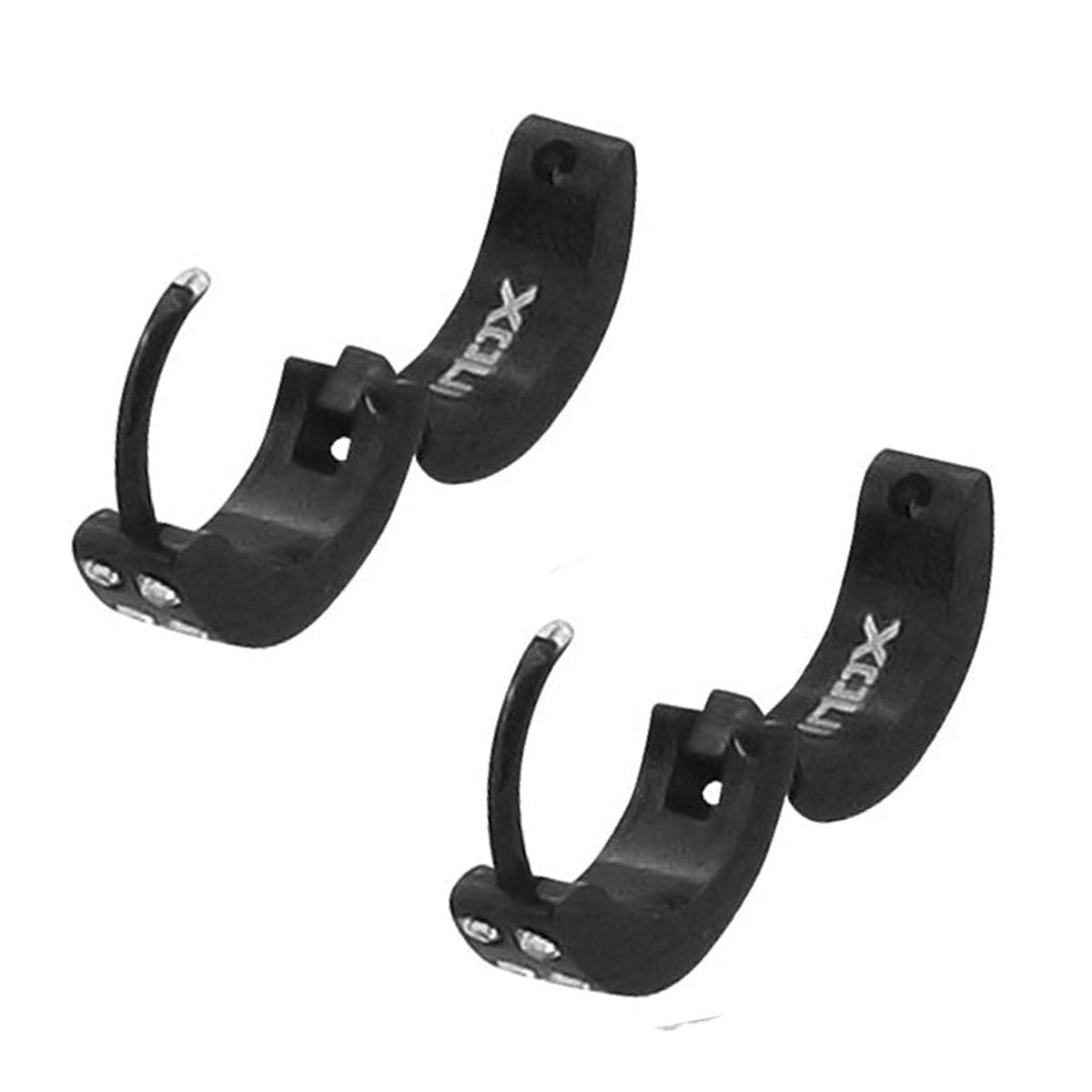 INOX JEWELRY Earrings Black Stainless Steel Double Row White Round CZ Huggies SSE008K