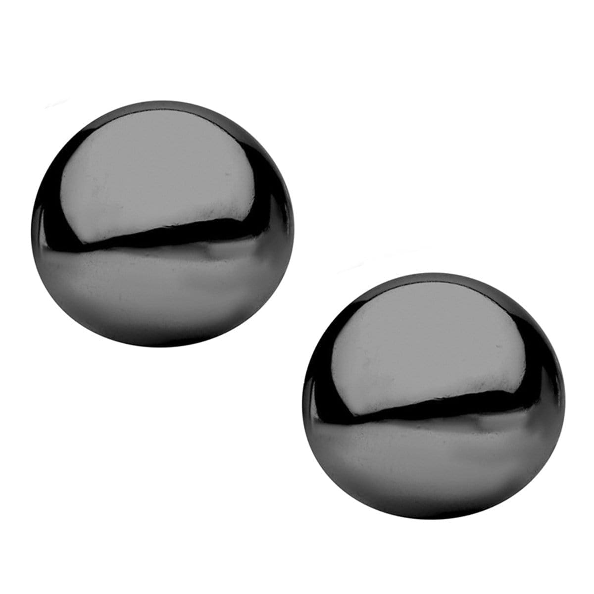 INOX JEWELRY Earrings Black Stainless Steel Large Round Dome Studs SSE4714K