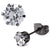 INOX JEWELRY Earrings Black Stainless Steel Six Prong CZ Solitaire Studs