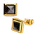 INOX JEWELRY Earrings Gold Stainless Steel Black Pyramid Crystal Square Studs SSE816GK