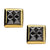 INOX JEWELRY Earrings Golden Tone Stainless Steel Four Black Pyramid Crystals Square Studs SSE818GK