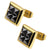 INOX JEWELRY Earrings Golden Tone Stainless Steel Four Black Pyramid Crystals Square Studs SSE818GK