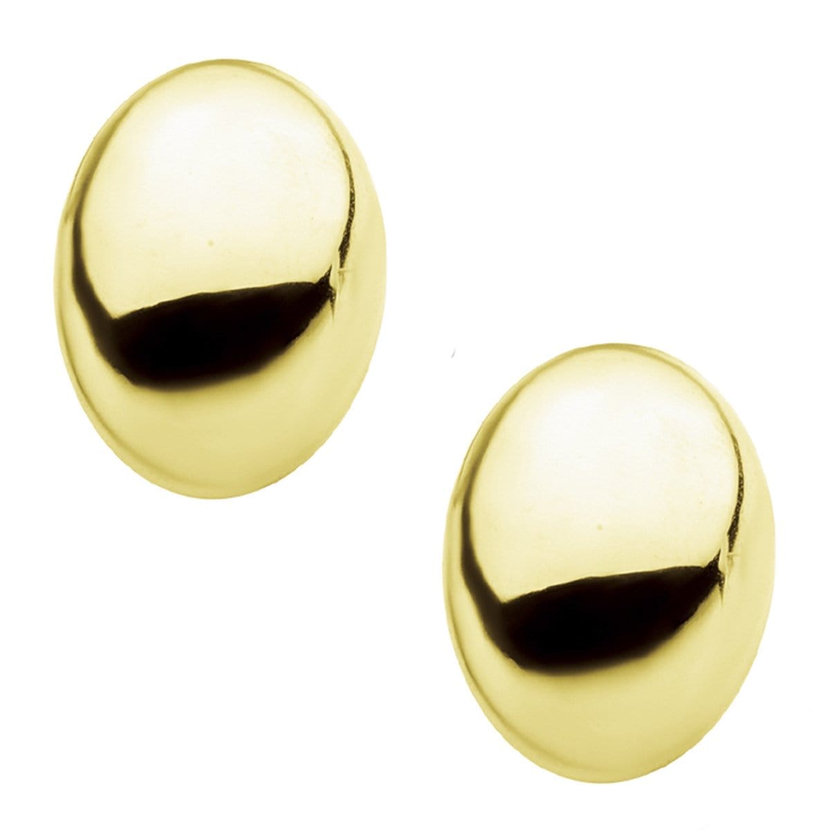 INOX JEWELRY Earrings Golden Tone Stainless Steel Large Oval Dome Studs SSE4813G