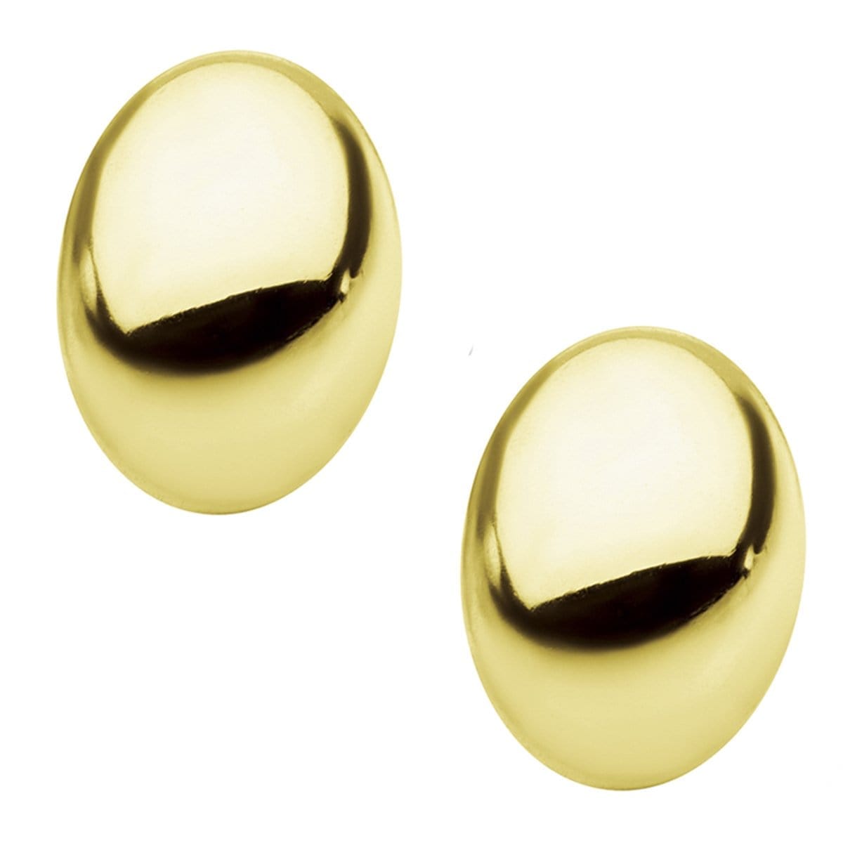 INOX JEWELRY Earrings Golden Tone Stainless Steel Medium Oval Dome Studs SSE4810G