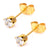 INOX JEWELRY Earrings Golden Tone Stainless Steel Six Prong CZ Solitaire Studs