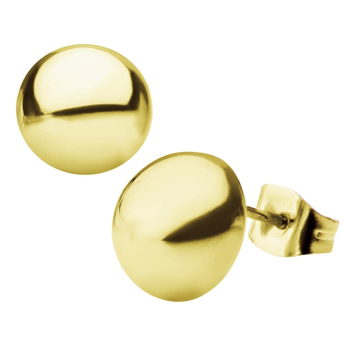 INOX JEWELRY Earrings Golden Tone Stainless Steel Small Round Dome Studs SSE4710G