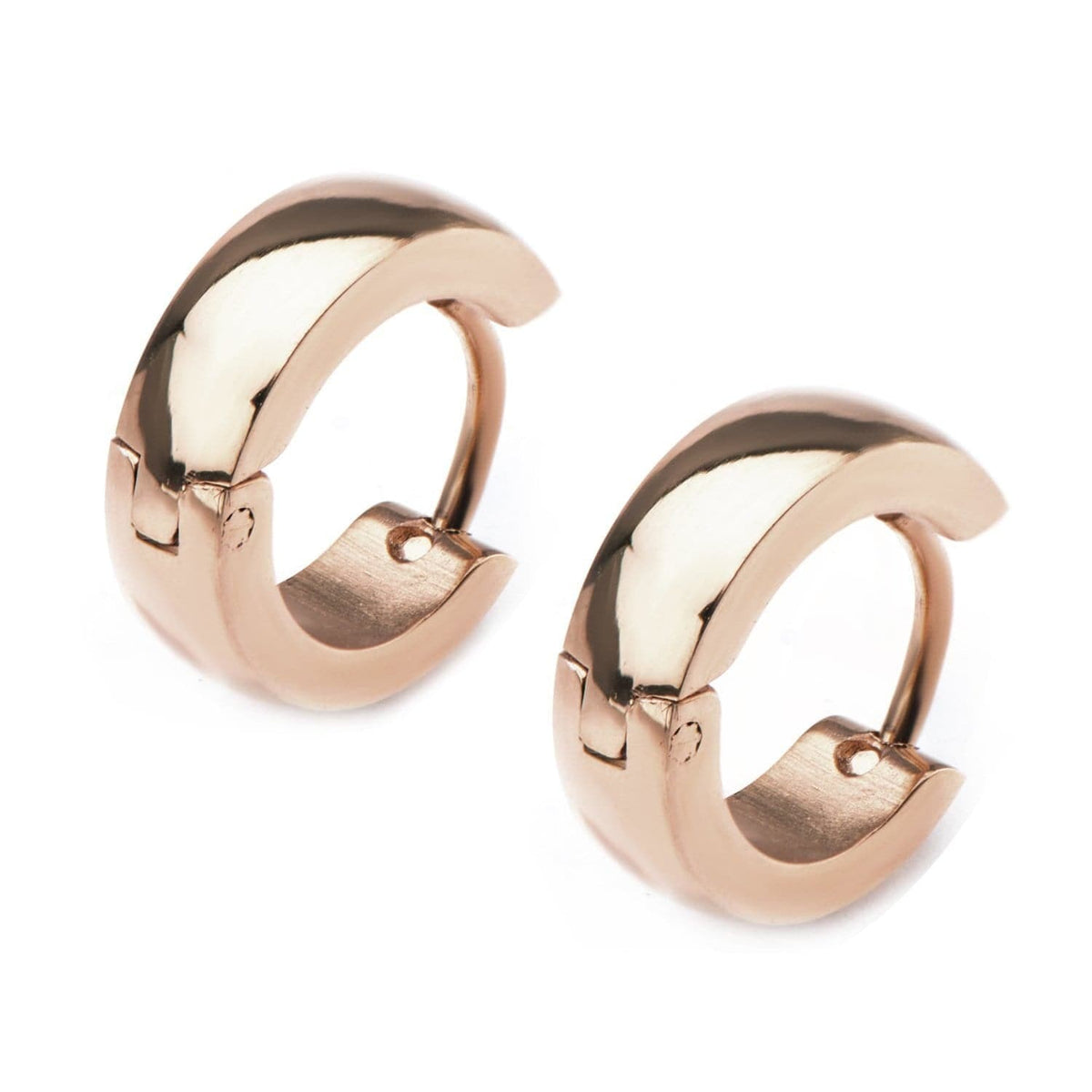 INOX JEWELRY Earrings Rose Tone Stainless Steel 9mm Solid Bali SSE11617RG