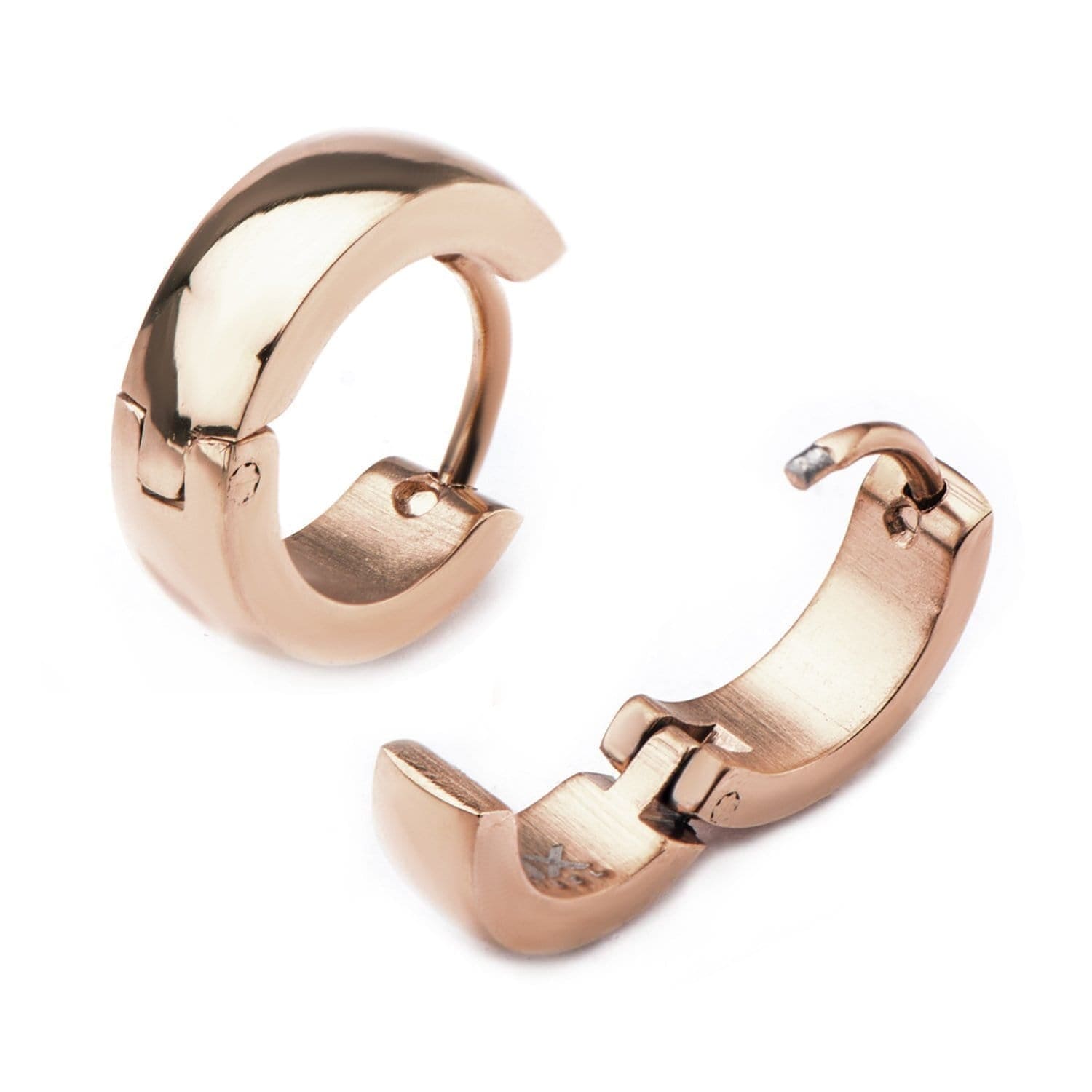 INOX JEWELRY Earrings Rose Tone Stainless Steel 9mm Solid Bali SSE11617RG