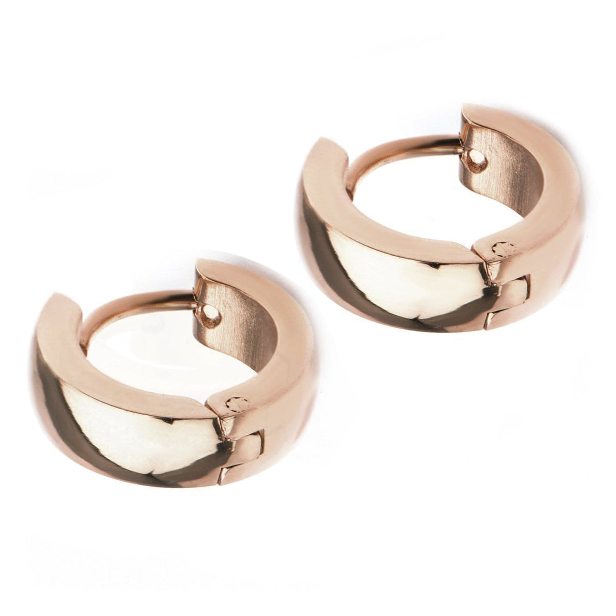 INOX JEWELRY Earrings Rose Tone Stainless Steel 9mm Solid Bali SSE11617RG