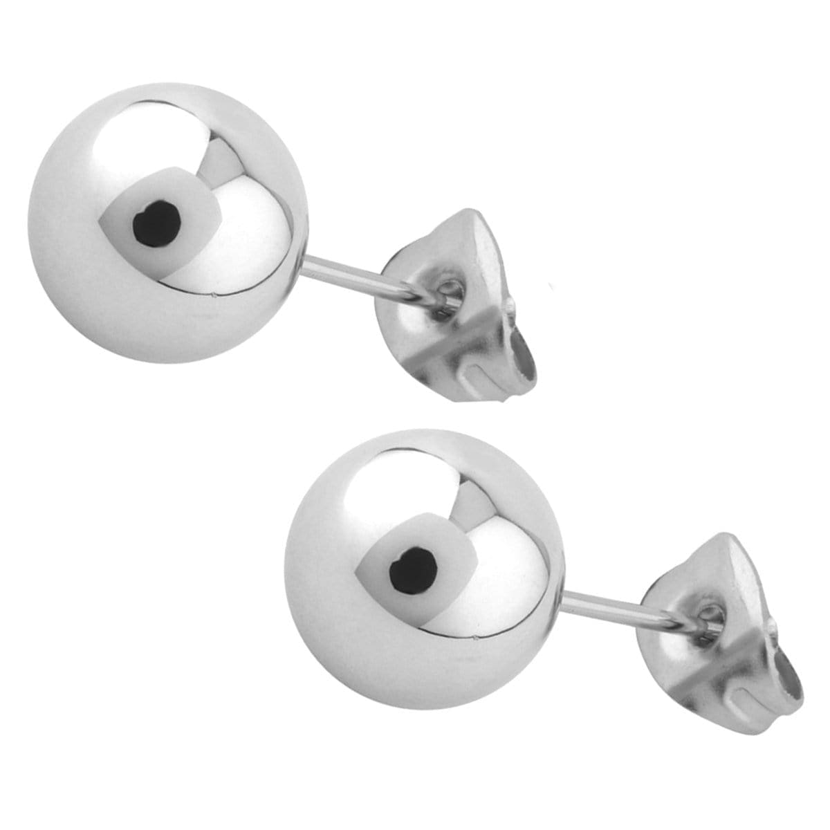 INOX JEWELRY Earrings Silver Tone Stainless Steel Ball Studs