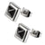 INOX JEWELRY Earrings Silver Tone Stainless Steel Black Pyramid Crystal Square Studs SSE816SK