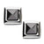 INOX JEWELRY Earrings Silver Tone Stainless Steel Black Pyramid Crystal Square Studs SSE816SK