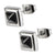 INOX JEWELRY Earrings Silver Tone Stainless Steel Black Pyramid Crystal Square Studs SSE816SK