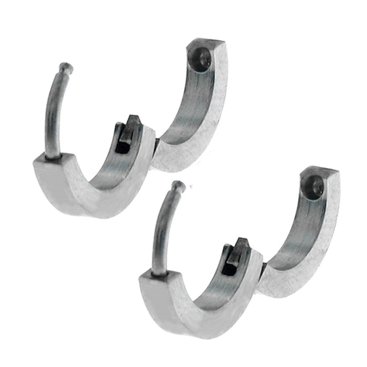 INOX JEWELRY Earrings Silver Tone Stainless Steel Classic 2mm Huggies SSE118