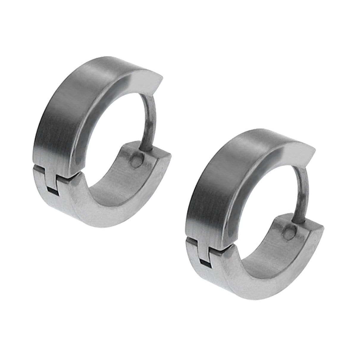 INOX JEWELRY Earrings Silver Tone Stainless Steel Classic 3.8mm Huggies SSE119