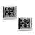 INOX JEWELRY Earrings Silver Tone Stainless Steel Four Black Pyramid Crystals Square Studs SSE818SK