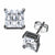INOX JEWELRY Earrings Silver Tone Stainless Steel Grid Setting Square CZ Ear Studs
