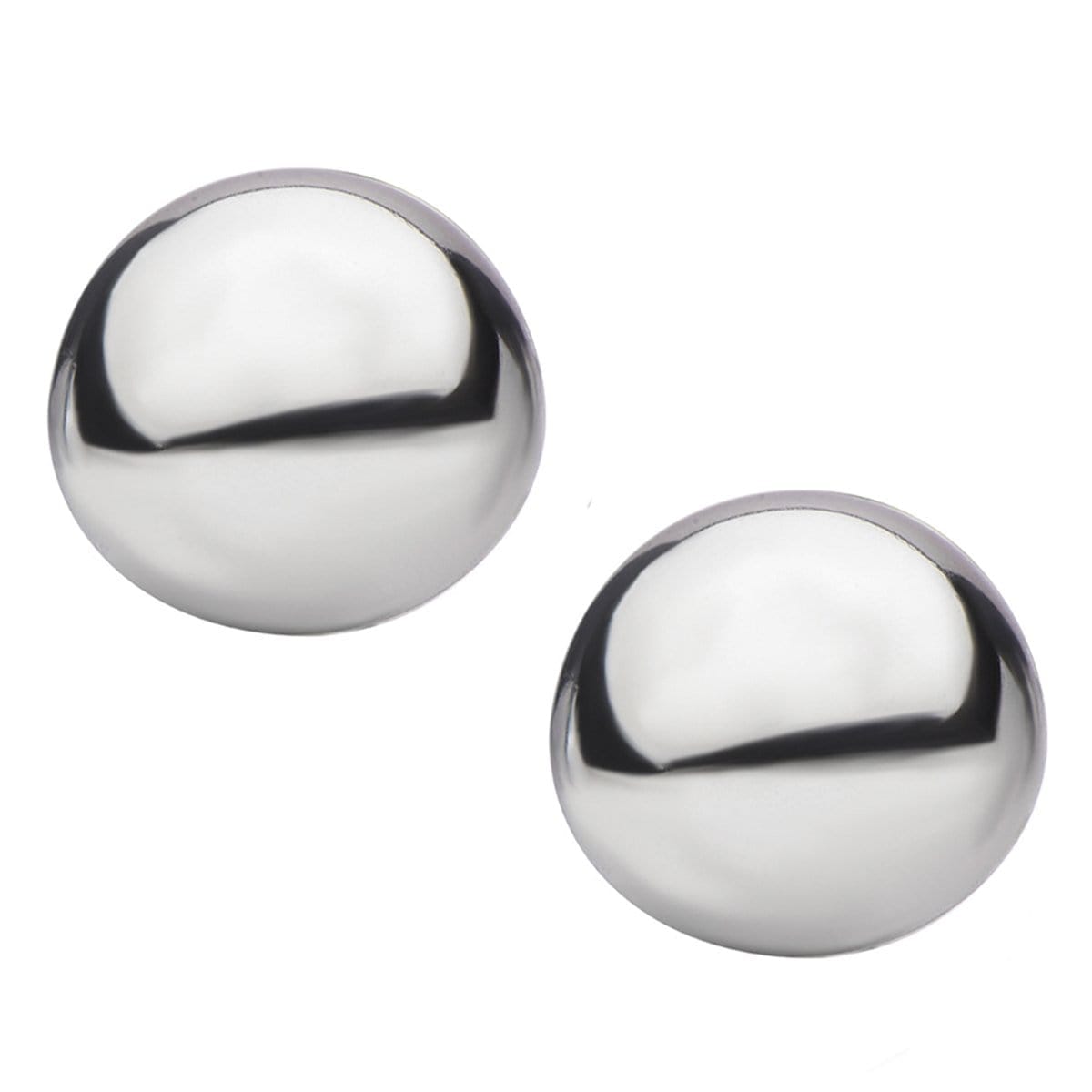 INOX JEWELRY Earrings Silver Tone Stainless Steel Large Round Dome Studs SSE4714