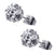INOX JEWELRY Earrings Silver Tone Stainless Steel Six Prong CZ Solitaire Studs
