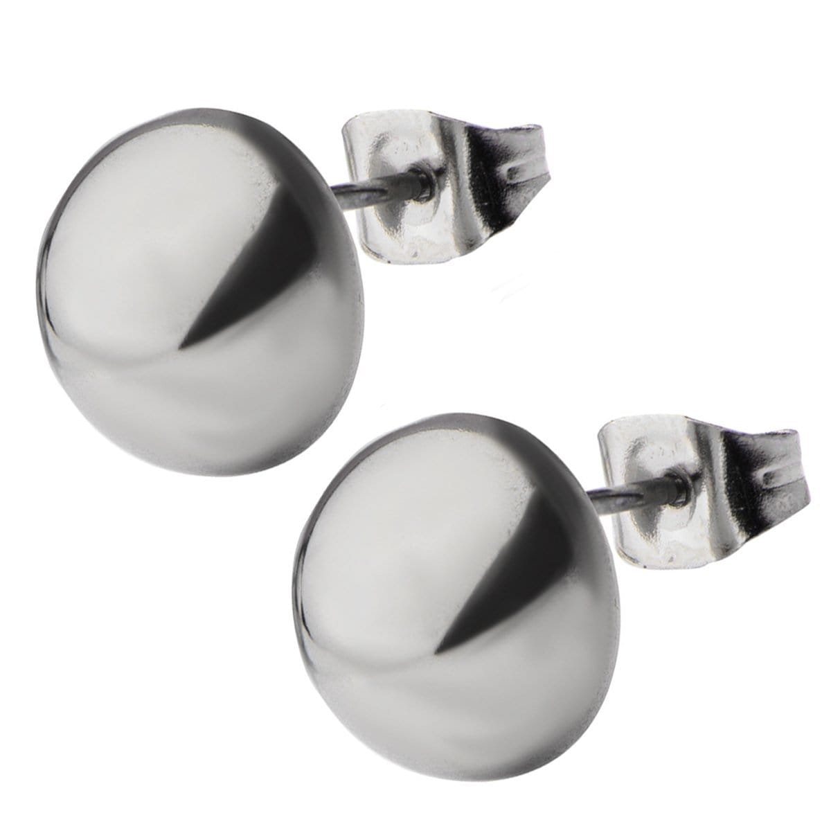 INOX JEWELRY Earrings Silver Tone Stainless Steel Small Round Dome Studs SSE4710