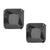 INOX JEWELRY Earrings Silver Tone Stainless Steel Square Cut Black CZ Studs
