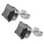 INOX JEWELRY Earrings Silver Tone Stainless Steel Square Cut Black CZ Studs
