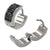 INOX JEWELRY Earrings Silver Tone Stainless Steel Triple Row Black Crystal Huggies SSE5159K