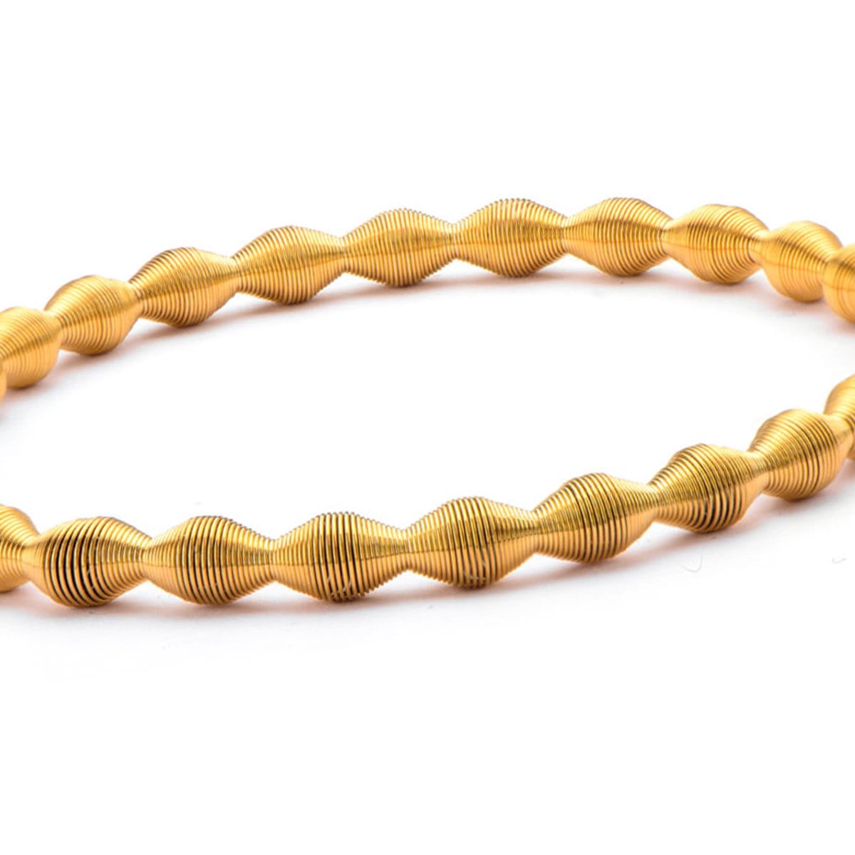 INOX JEWELRY Ladies Bracelets Gold Stainless Steel Polished Spring Stretch Bracelet BR633G