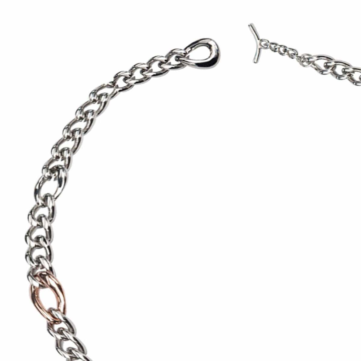 INOX JEWELRY Ladies Bracelets Rose Gold & Silver Stainless Steel Dual Tone Polished Curb Chain Bracelet BR184