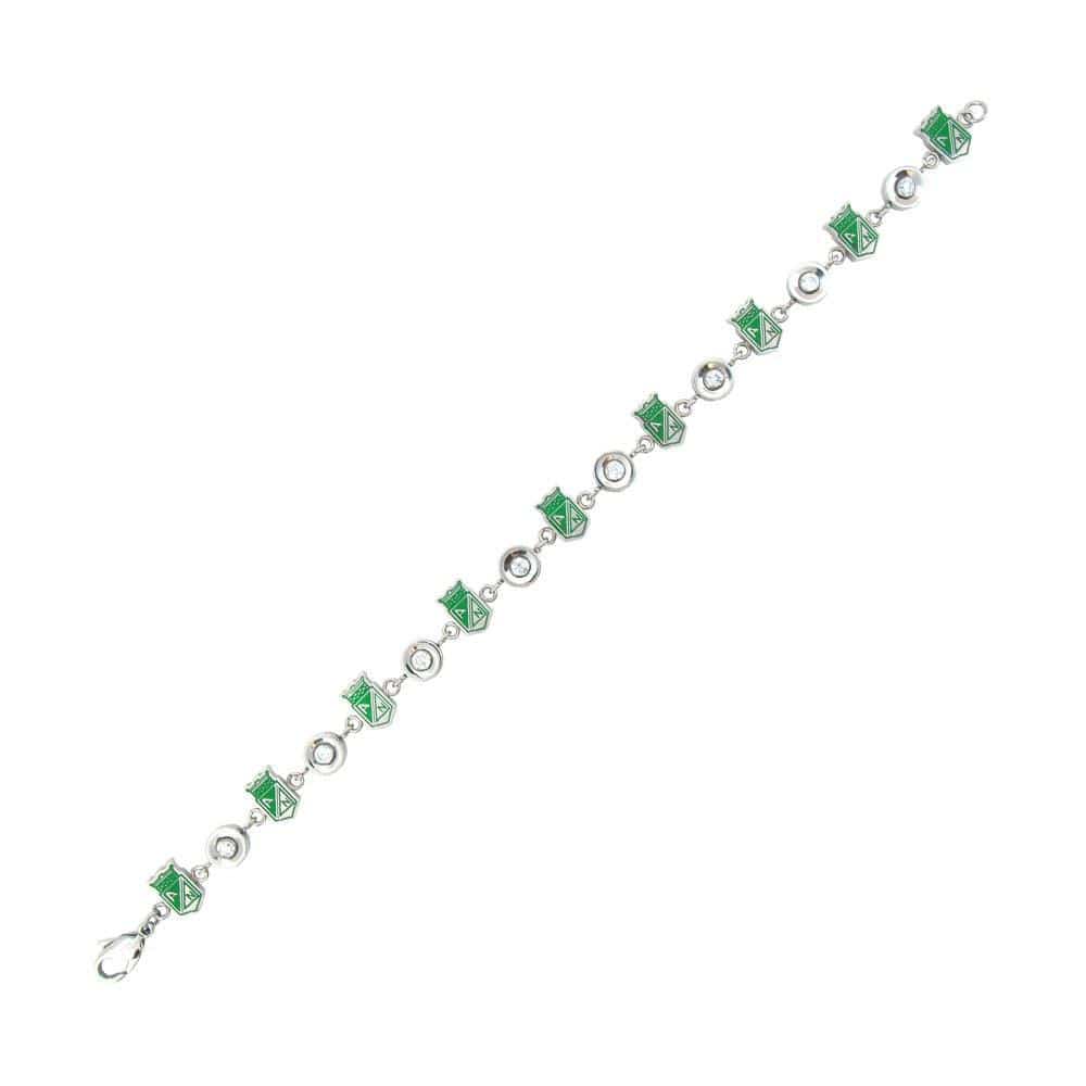 INOX JEWELRY Ladies Bracelets Silver & Green Stainless Steel & CZ Detail Columbian Football Team Bracelet SLBR3385