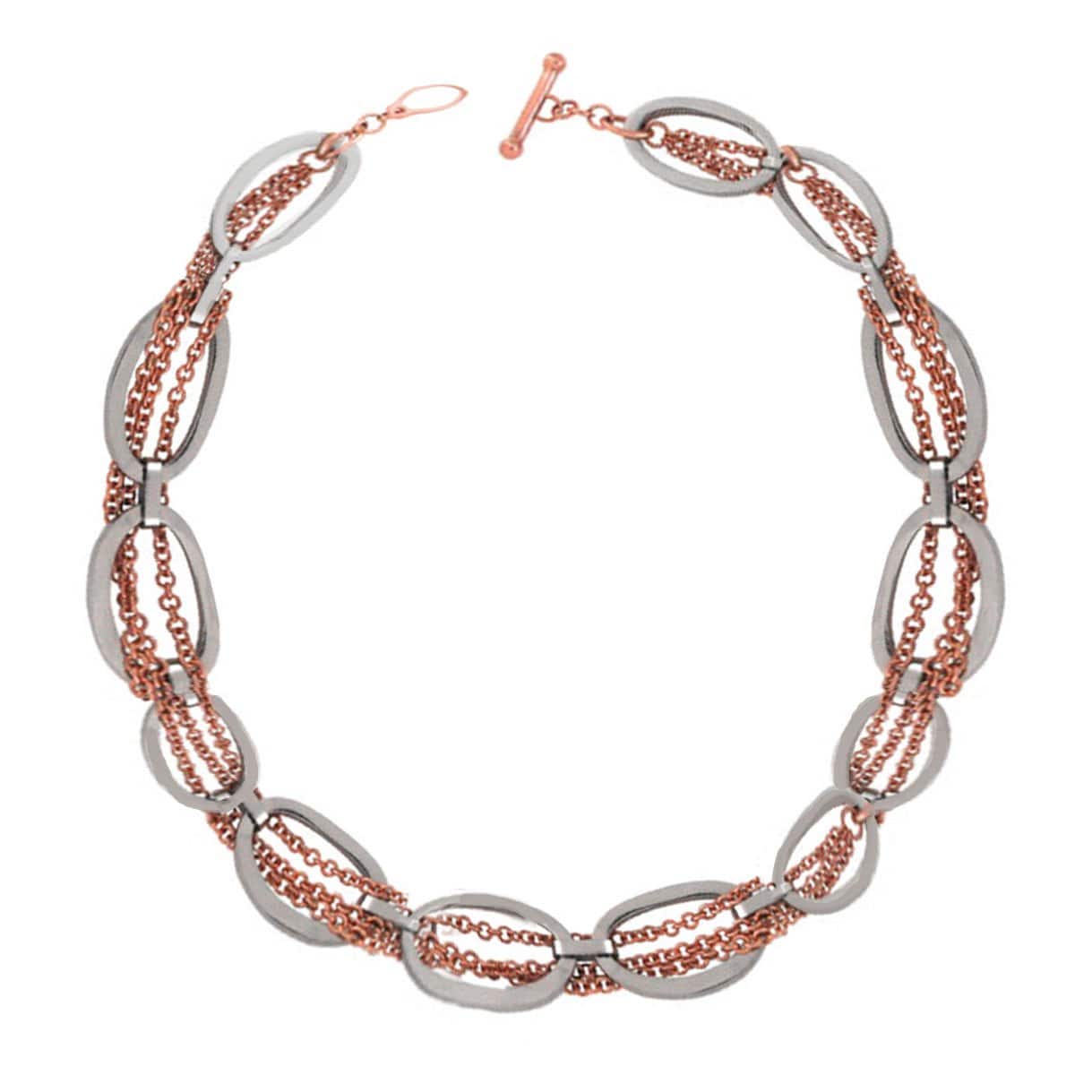 INOX JEWELRY Ladies Bracelets Silver & Rose Gold Stainless Steel Blushed Collection Oval Fashion Bracelet BR3396