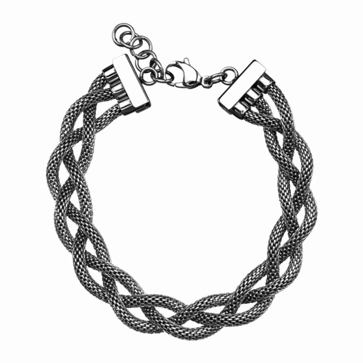 INOX JEWELRY Ladies Bracelets Silver Stainless Steel Loose Braided Mesh Bracelet BR9491