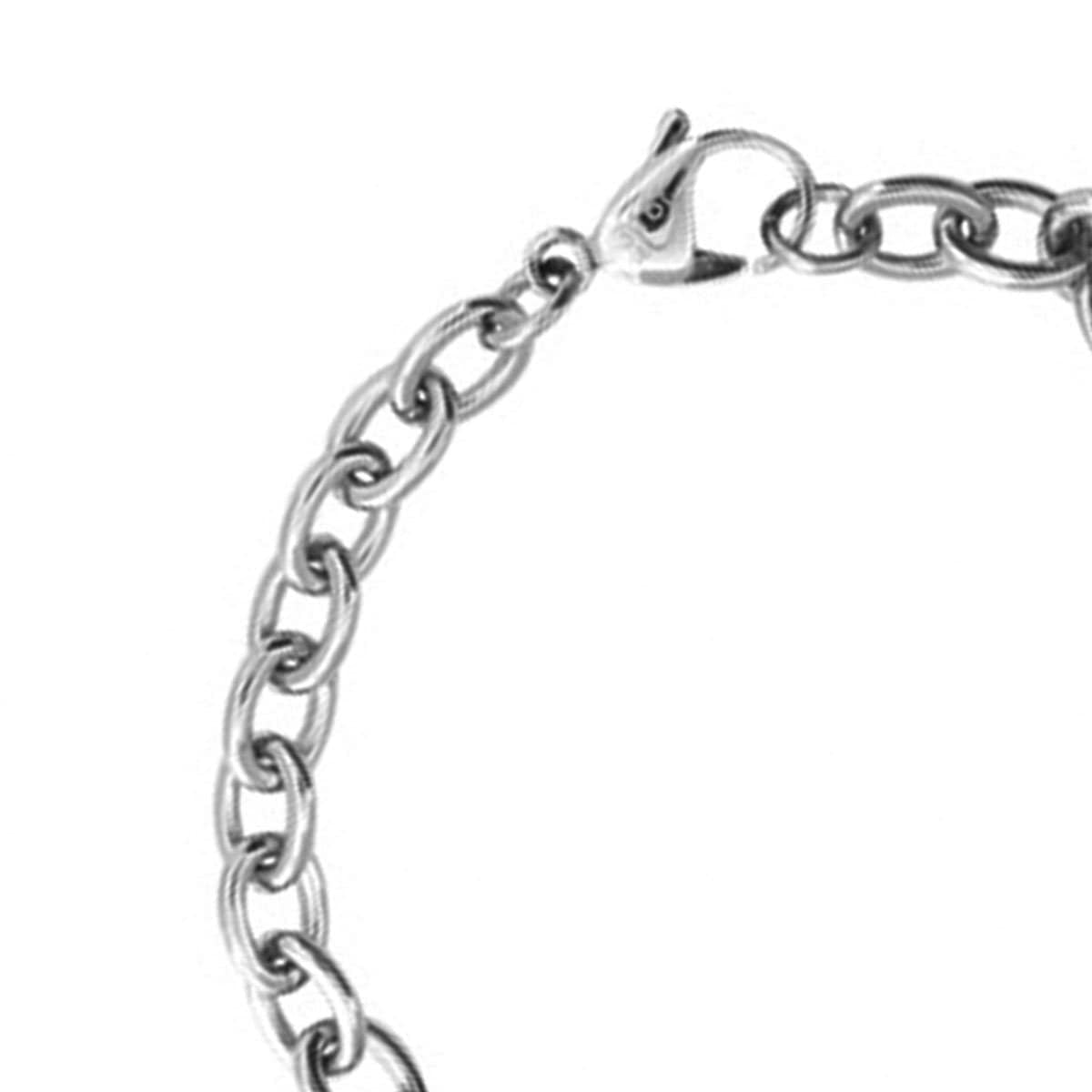 INOX JEWELRY Ladies Bracelets Silver Stainless Steel with Studded Crystal Crown Charm Bracelet BR4248