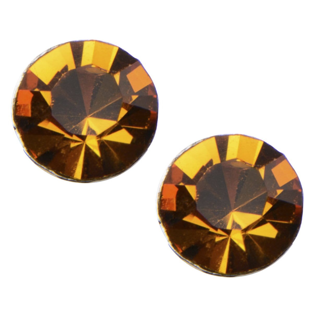 INOX JEWELRY Ladies Earrings Silver Tone Stainless Steel 4mm Citrine CZ Safety Back Ear Stud KDER4TP-PR