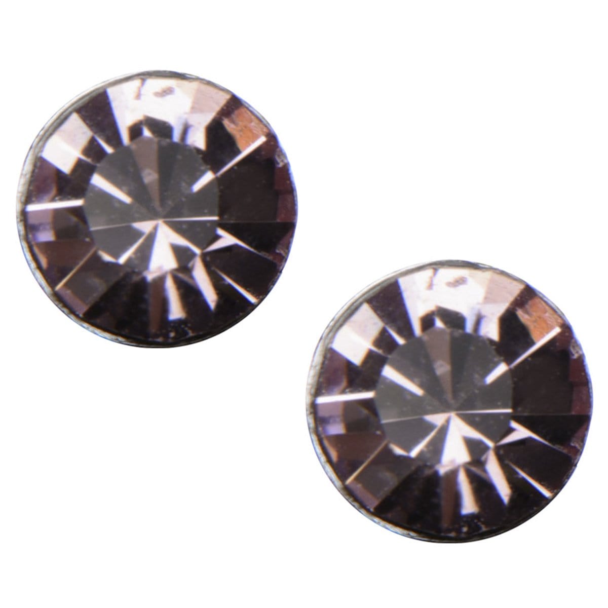 INOX JEWELRY Ladies Earrings Silver Tone Stainless Steel 4mm Lavender CZ Safety Back Ear Stud KDER4LA-PR