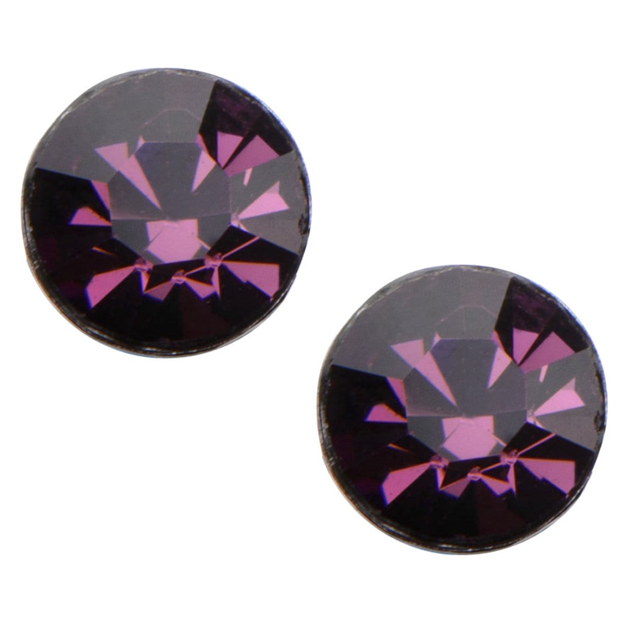 INOX JEWELRY Ladies Earrings Silver Tone Stainless Steel 4mm Purple CZ Safety Back Ear Stud KDER4AM-PR