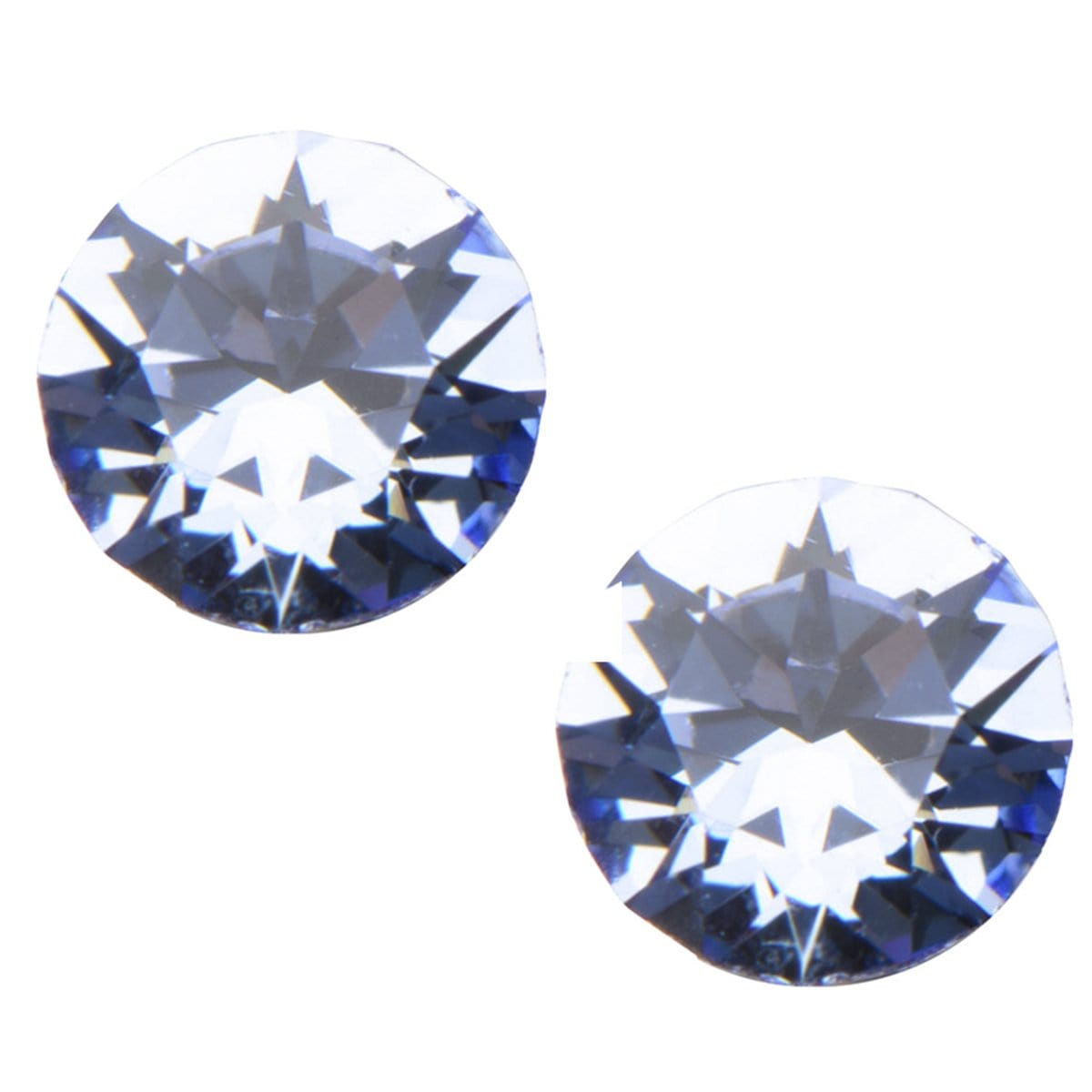 INOX JEWELRY Ladies Earrings Silver Tone Stainless Steel 5mm Light Blue CZ Safety Back Ear Stud KDER5LB-PR