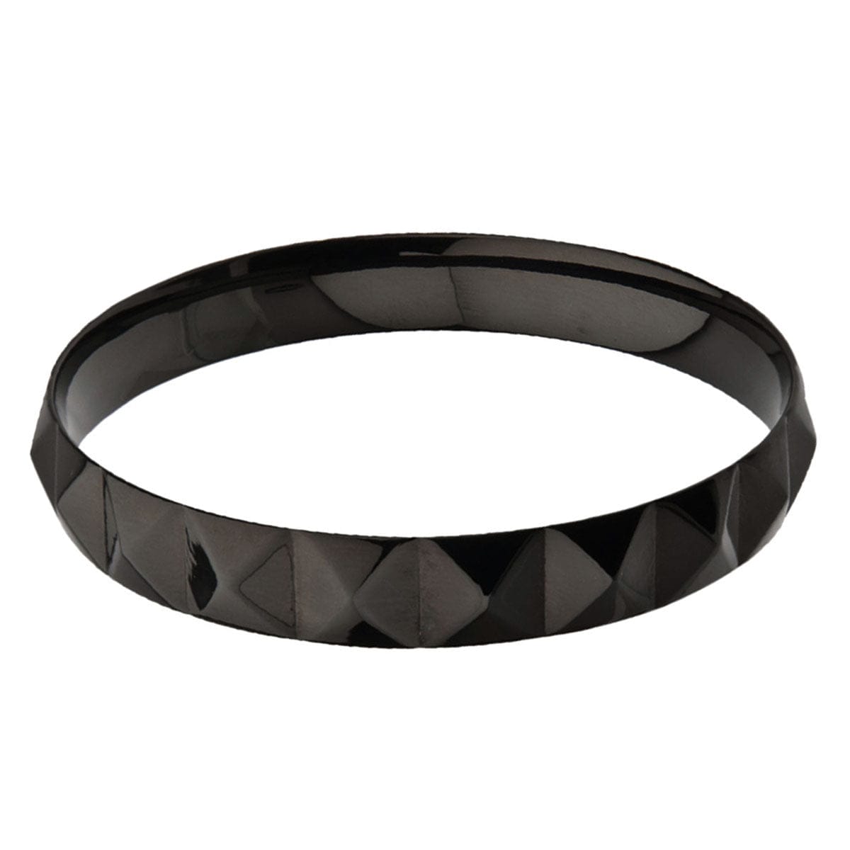 INOX JEWELRY Men's Collection Black Stainless Steel Raised Pyramid Stud Bangle BR1587K