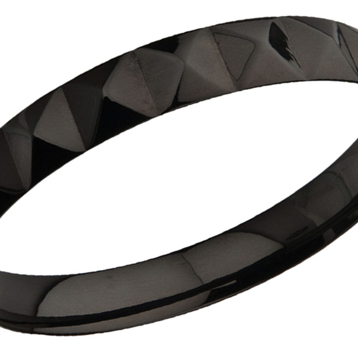 INOX JEWELRY Men's Collection Black Stainless Steel Raised Pyramid Stud Bangle BR1587K