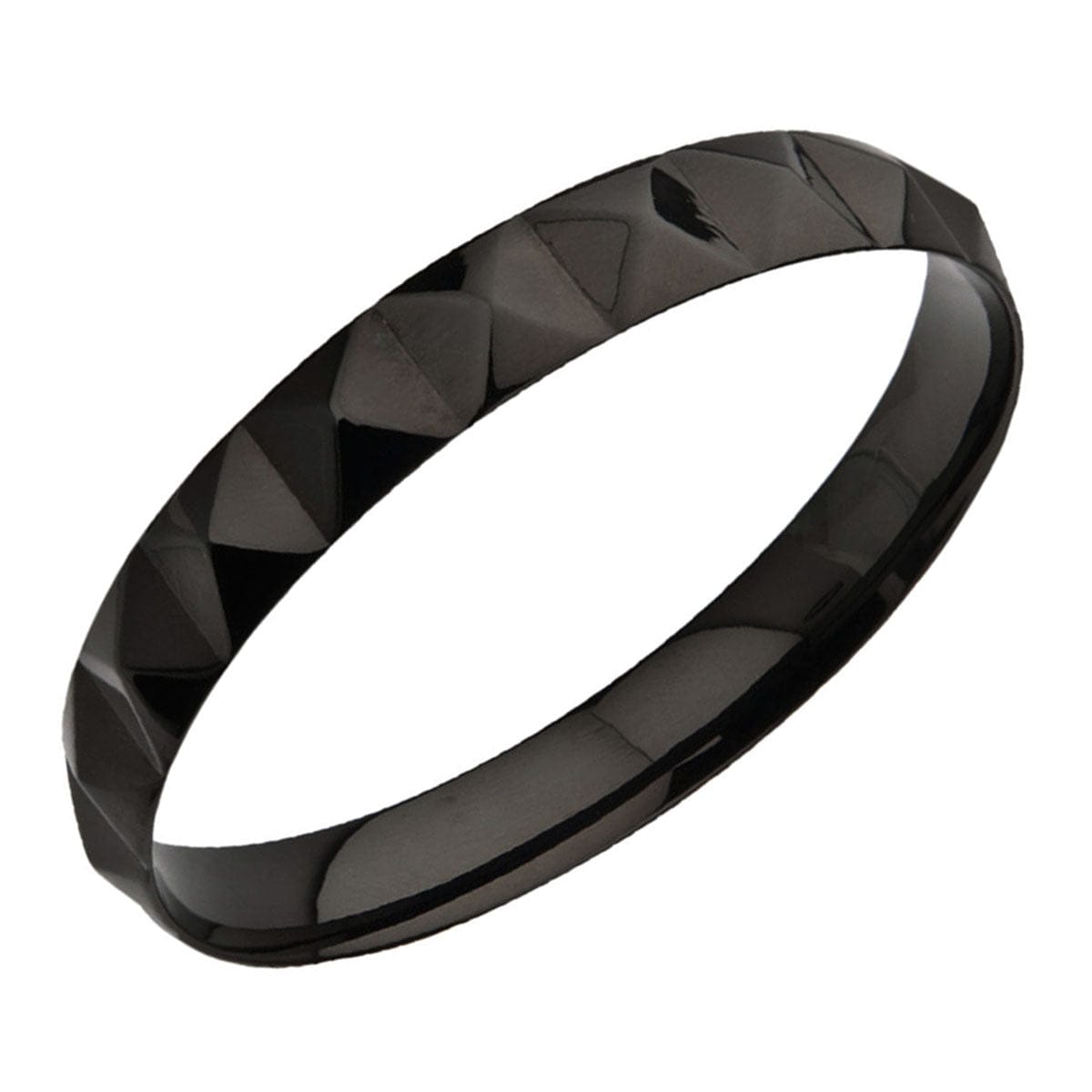 INOX JEWELRY Men's Collection Black Stainless Steel Raised Pyramid Stud Bangle BR1587K